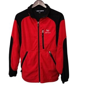 Vtg Arc’teryx Schoeller Fleece Full Zip Jacket Size Small Soft Shell Red Black